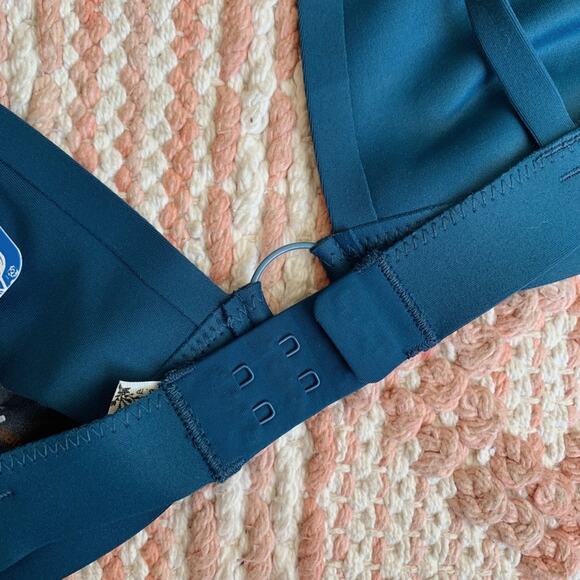 Dark Teal Free People x Revolve Oh Scuba Triangle Cup V-Neck Ring Bralette XS - Picture 3 of 5